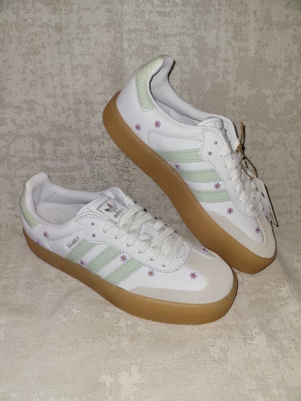Adidas Sambae Samba Floral Off White Comfy Casual Shoes JS3953 Women's Size 7 - Picture 9 of 16